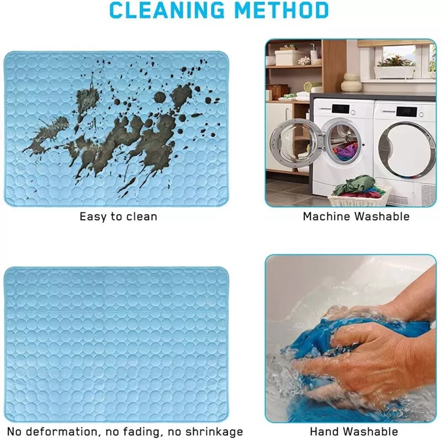 Pet Dog Cooling Mat, Foldable Self Cooling Pad, No Water or Refrigeration Required, Ice Silk Washable Sleeping Kennel Mat for Dog Cat Rabbit and Guinea Pig Cages, Large