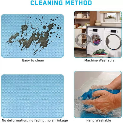 Pet Dog Cooling Mat, Foldable Self Cooling Pad, No Water or Refrigeration Required, Ice Silk Washable Sleeping Kennel Mat for Dog Cat Rabbit and Guinea Pig Cages, Large