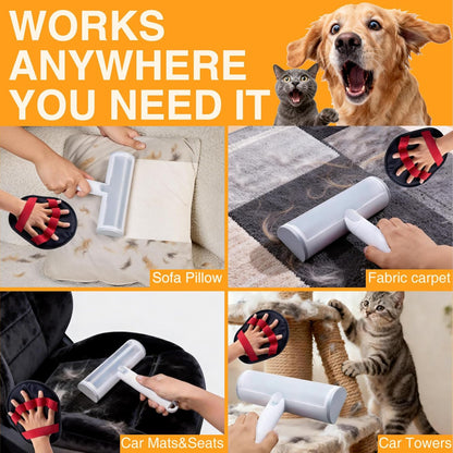 2 in 1 Pet Hair Removal Set, Reusable Dog Hair Remover | Cat Hair Remover, Pet Hair Remover with Roller & Glove, Pet Hair Removal Tool for Clothing, Couch, Furniture & Laundry