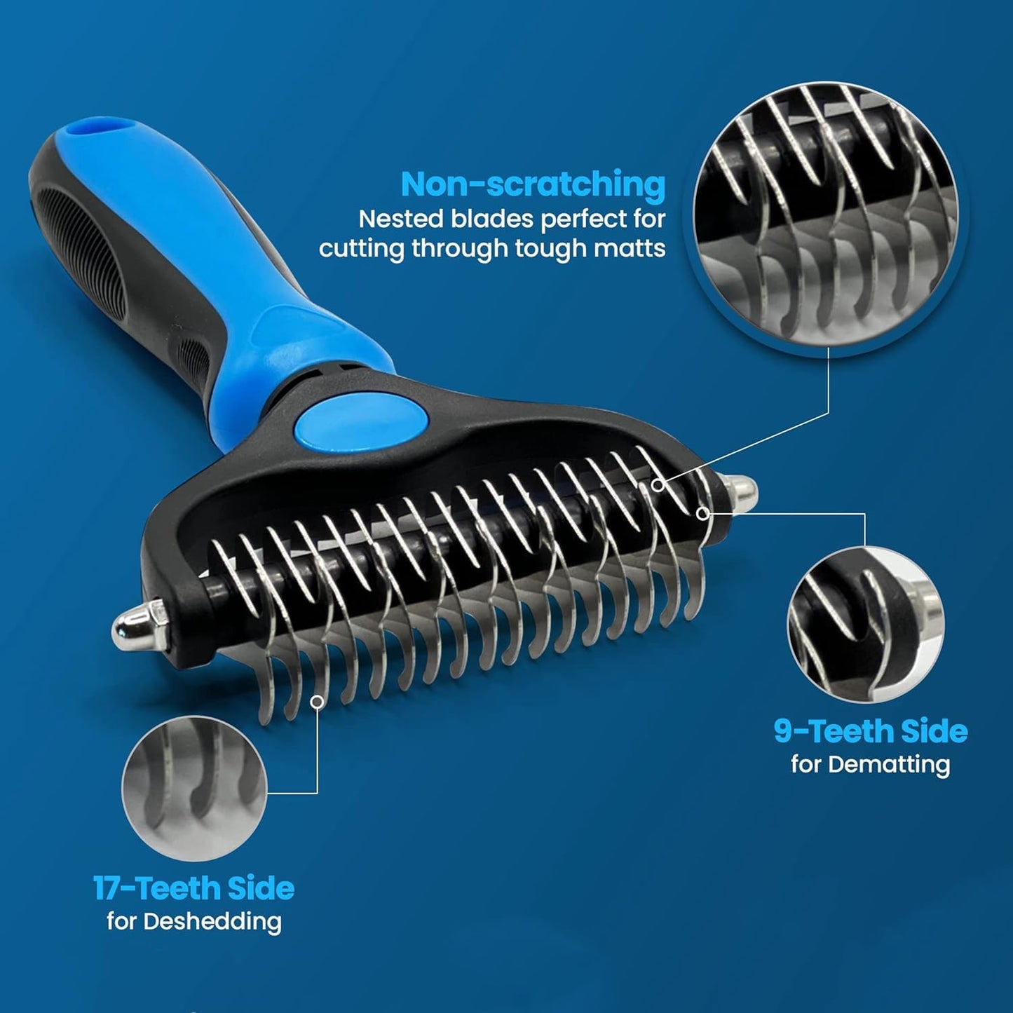 Dog Brush, Reduce Shedding, Double Sided Deshedding Dematting Tool, Undercoat Rake Dog, Cat Brushes, Dogs Brushes Shedding Hair, Pet Grooming Brush, Cat Grooming, Blue