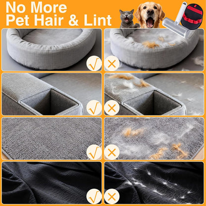 2 in 1 Pet Hair Removal Set, Reusable Dog Hair Remover | Cat Hair Remover, Pet Hair Remover with Roller & Glove, Pet Hair Removal Tool for Clothing, Couch, Furniture & Laundry