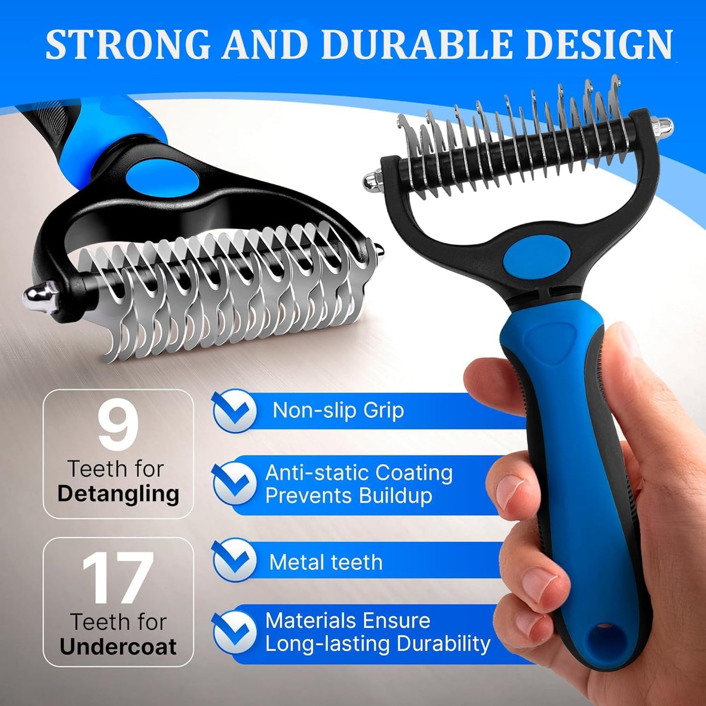 Dog Brush, Reduce Shedding, Double Sided Deshedding Dematting Tool, Undercoat Rake Dog, Cat Brushes, Dogs Brushes Shedding Hair, Pet Grooming Brush, Cat Grooming, Blue
