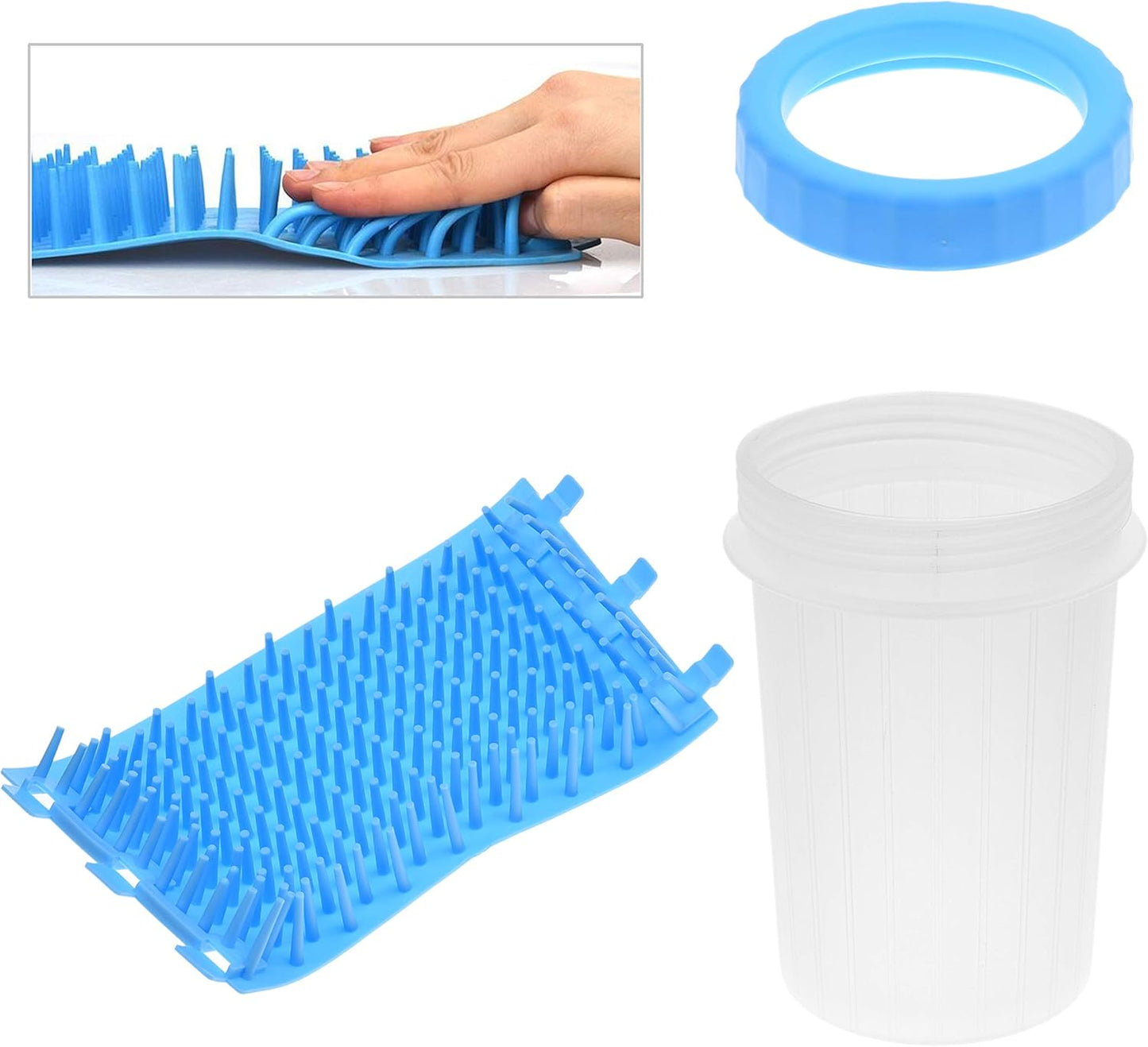 Dog Paw Cleaner - Portable Washer Pet Cleaning Brush for Bathing and Grooming - Removes, Dirt, Mud, Debris - Soft Silicone Bristles Gentle for Pets - Also Includes Microfiber Cloth