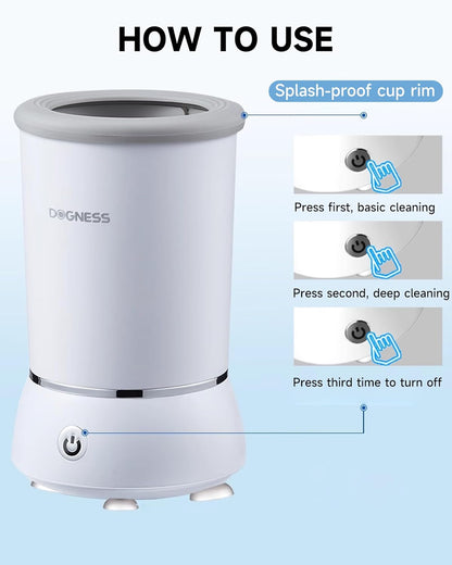 Automatic Dog Paw Cleaner for Dogs，Electric Dog Foot Paw Washer Cup and Massager，2 Speeds for Thorough Cleaning and USB Rechargeable,Pet Paw Feet Cleaner for Small Medium Dogs Cats (White)