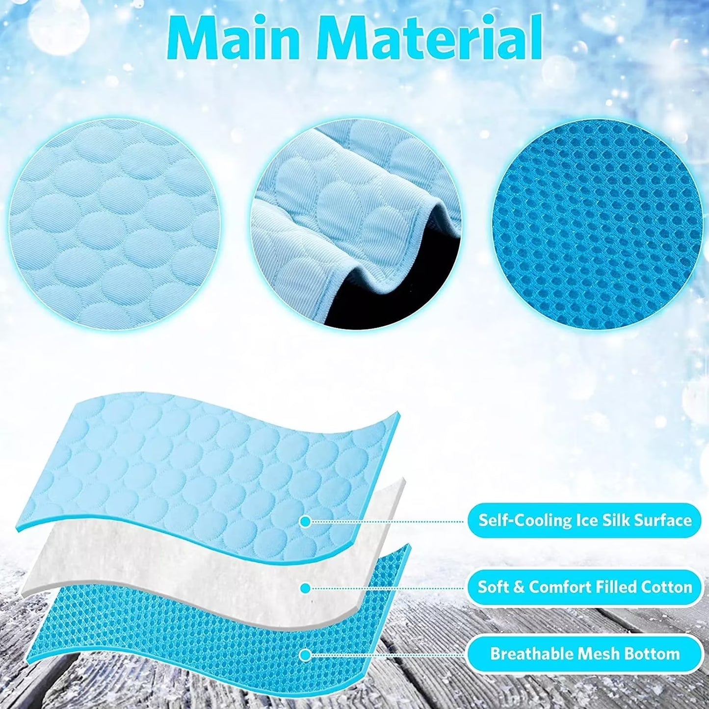 Pet Dog Cooling Mat, Foldable Self Cooling Pad, No Water or Refrigeration Required, Ice Silk Washable Sleeping Kennel Mat for Dog Cat Rabbit and Guinea Pig Cages, Large