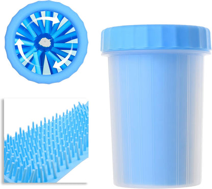 Dog Paw Cleaner - Portable Washer Pet Cleaning Brush for Bathing and Grooming - Removes, Dirt, Mud, Debris - Soft Silicone Bristles Gentle for Pets - Also Includes Microfiber Cloth