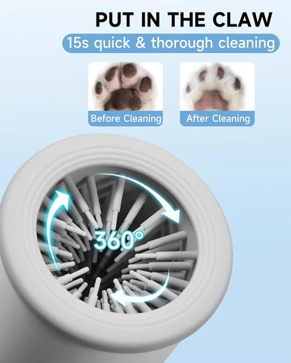Automatic Dog Paw Cleaner for Dogs，Electric Dog Foot Paw Washer Cup and Massager，2 Speeds for Thorough Cleaning and USB Rechargeable,Pet Paw Feet Cleaner for Small Medium Dogs Cats (White)